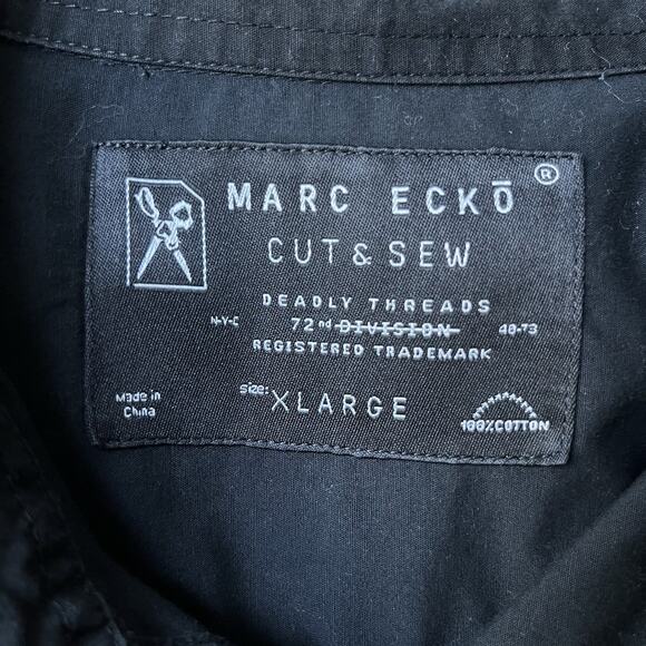 MARC ECKO MENS BLACK CASUAL BUTTON-DOWN SHIRT SIZE L CHEST 22" LENGTH 30" - Picture 9 of 12